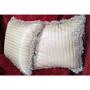 Waterford Linens Ansonia 18-Inch Square Throw Pillow in Pewter 100% Silk